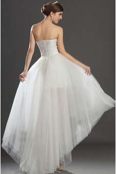 Abito da sposa Asimmetrici Alto Basso Taffeta Sexy Pieghe Cuore