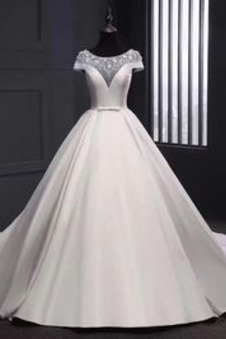 Abito da sposa Autunno A-Line Tipo standard Maniche Corte Farfalla Ornamento