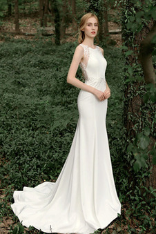 Abito da sposa Autunno Shiena Sheer all'aperto Piccola t Naturale