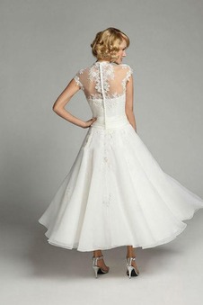 Abito da sposa Pizzo Naturale A-Line Lupetto all'aperto Cappellini