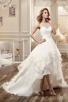 Abito da sposa Asimmetrica Casuale Senza Maniche Spiaggia Bateau Applique