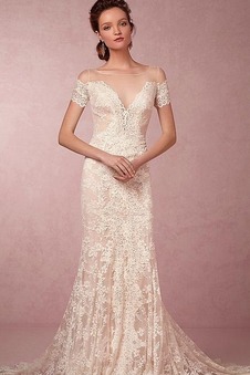 Abito da sposa Maniche Corte Lungo Primavera Cappellini Applique Senza Vita