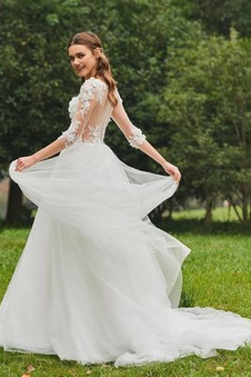 Abito da sposa Inverno Bateau trendiness all'aperto A-Line Naturale