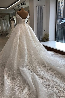 Abito da sposa Organza Formale Senza Maniche a linea Omerale Festoni