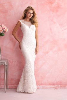 Abito da sposa Bateau All Aperto sirena Applique Shiena Sheer maniche ad aletta