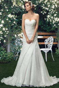 Abito da sposa Naturale Corpetto Pieghe Caduta senza spalline A-Line