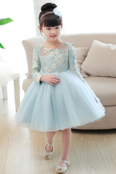 Abito cerimonia bambina Maniche Lunghe Inverno Tulle Farfalla Ornamento Cerniera