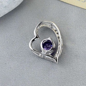 viola diamante intarsiato a forma di cuore in argento gioielli donne collana - Pagina 2