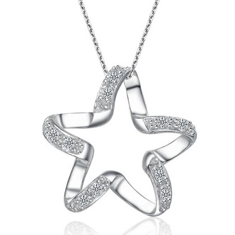 Clavicola donne argento cinque punte diamante intarsiato stella & collana - Pagina 1