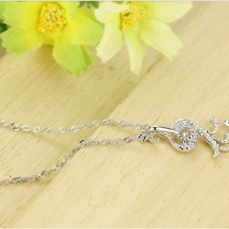 Donne moda pavone collana & pendente argento intarsiate del diamante - Pagina 4