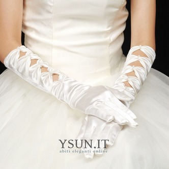 Guanti da sposa Lungo Pieno finger Appropriato Bianco Raso Autunno - Pagina 1