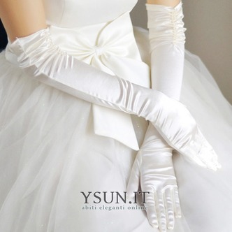 Guanti da sposa Increspato Inverno Formale Taffeta Lungo Bianco - Pagina 1