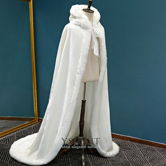 Mantello lungo con cappuccio invernale caldo scialle di peluche mantello spesso bianco - Pagina 3