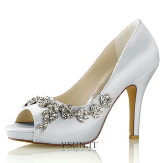 Scarpe da sposa da donna Matrimonio Cristallo glitterato Con lustrini Ingioiellato Tacchi da sposa Scarpe da sposa Cristallo di strass Tacco alto Tacco a spillo Punta aperta - Pagina 13