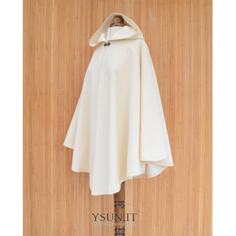 Mantello in lana cashmere avorio, mantello da sposa bianco, mantello da sposa bianco con cappuccio - Pagina 2