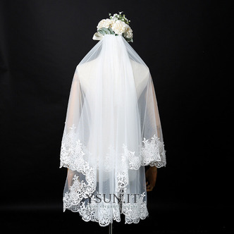 Velo da sposa elegante velo corto vero velo fotografico uno strato di velo da sposa bianco avorio - Pagina 5