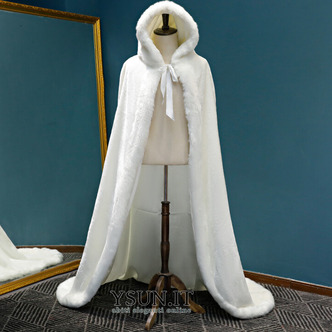 Mantello lungo con cappuccio invernale caldo scialle di peluche mantello spesso bianco - Pagina 1