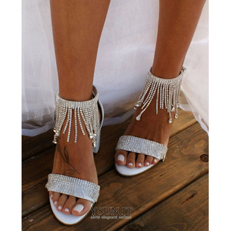 Nuovi sandali da donna con strass Sandali con tacco spesso Sandali da sposa per banchetti - Pagina 3