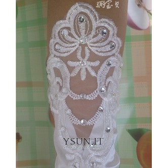 Guanti da sposa Traslucido Sexy Muffola Lungo Pizzo paillettes - Pagina 1