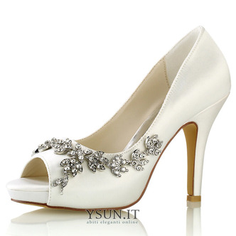 Scarpe da sposa da donna Matrimonio Cristallo glitterato Con lustrini Ingioiellato Tacchi da sposa Scarpe da sposa Cristallo di strass Tacco alto Tacco a spillo Punta aperta - Pagina 12