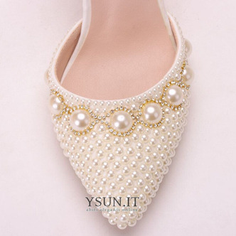 Sandali tacco alto sandali di strass con perline scarpe da sposa bianche - Pagina 7