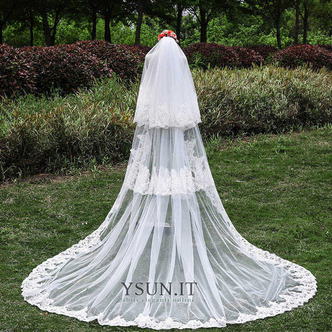 Velo da sposa Lungo Coda lunga Lungo Classe Multi Strati Bianco - Pagina 2