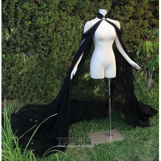 Cappotto da sposa da cerimonia nuziale in mantello mantello in chiffon nero - Pagina 1