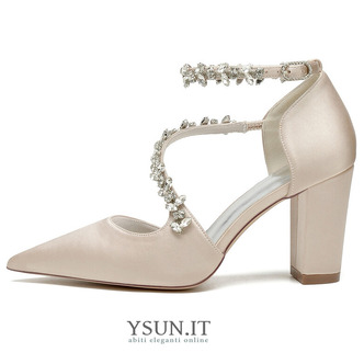 Scarpe da damigella in raso da sposa scarpe da sposa rosa tacchi alti per cena - Pagina 7