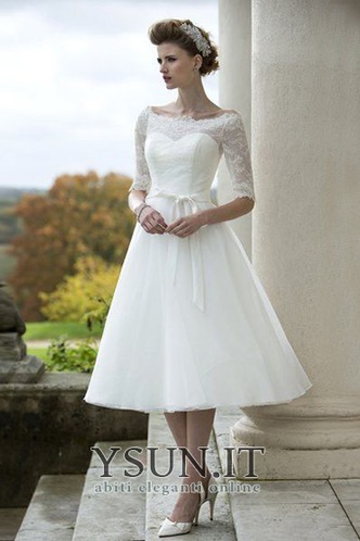 Abito da sposa Pizzo Sotto Ginocchio Mezze Maniche Casuale Fuori dalla spalla - Pagina 1
