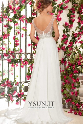 Abito da sposa Lungo Chiffon Senza schienale Cappellini Bottone Naturale - Pagina 2