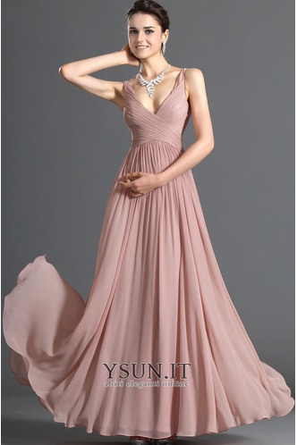 Abito da sera Senza Maniche Chiffon Estate Garofano V-Scollo Pieghe Corpetto - Pagina 1