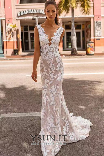 Abito da sposa Pizzo Naturale Senza Maniche Schiena Nuda Petite abbondante - Pagina 1