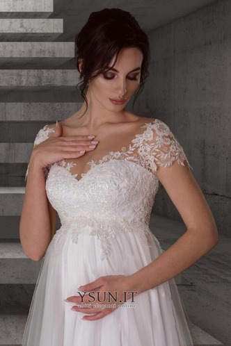 Abito da sposa alta vita/cintola tessuto Breve treno Tondo Premaman - Pagina 6