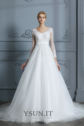 Abito da sposa Maniche Lunghe Lace Coperta Treno della corte tessuto - Pagina 3