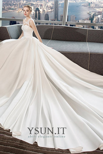 Abito da sposa Pizzo Overlay Naturale A-Line Formale Cattedrale di treno - Pagina 5