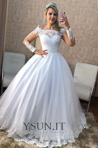 Abito da sposa Pizzo Quanto Maniche Lunghe A-Line Lungo Formale - Pagina 1