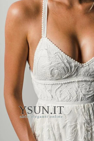 Abito da sposa Pizzo Senza Maniche Naturale a linea Spacco coscia-alto - Pagina 3