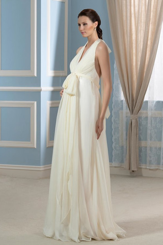 Abito da sposa Primavera Senza Maniche Cerniera Chiffon Scollo a v V - Pagina 3