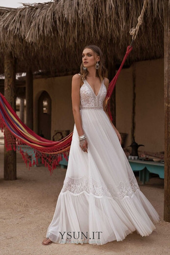 Abito da sposa Spiaggia Autunno trendiness Tulle V-Scollo Naturale - Pagina 1