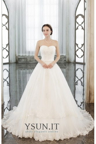 Abito da sposa Formale Naturale Tulle Bendaggio Senza Maniche Lungo - Pagina 1