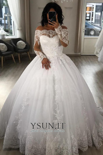 Abito da sposa Lusso Fuori dalla spalla Maniche Lunghe Chiffon A-Line - Pagina 1