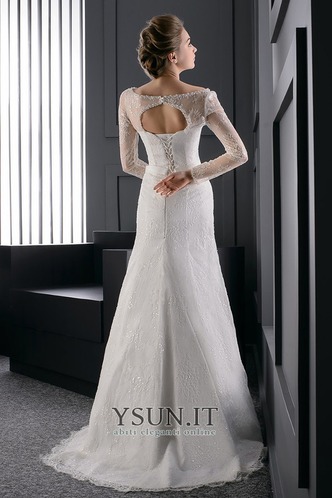 Abito da sposa Pizzo Allacciato Tubino Maniche Lunghe Cintura Naturale - Pagina 2