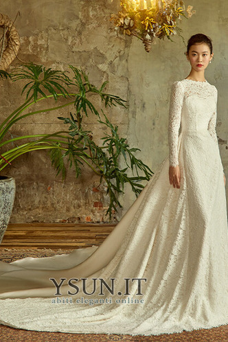 Abito da sposa Inverno Maniche Lunghe Formale Super Satin Festoni - Pagina 6