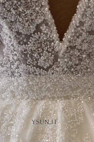 Abito da sposa Formale Applique Chiesa Scollo a v V Tulle Naturale - Pagina 4