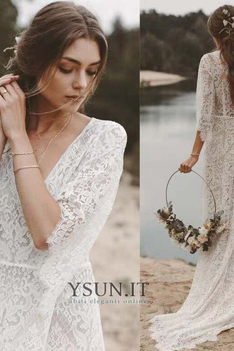 Abito da sposa Eleganti in pizzo V-Scollo Naturale Asimmetrico Treno di spazzata - Pagina 3