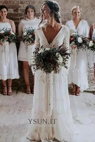 Abito da sposa Naturale all'aperto V-Scollo Estate Maniche Lunghe - Pagina 1