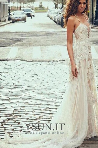 Abito da sposa Eleganti Spiaggia Pizzo Overlay Senza Maniche Cerniera - Pagina 2