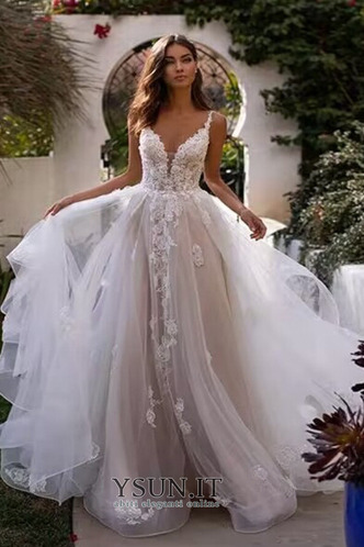 Abito da sposa Applique Naturale Tulle all'aperto Schiena Nuda Eleganti - Pagina 1