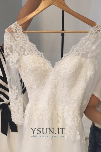 Abito da sposa Eleganti Quanto Scollo a v V All Aperto A-Line Autunno - Pagina 5