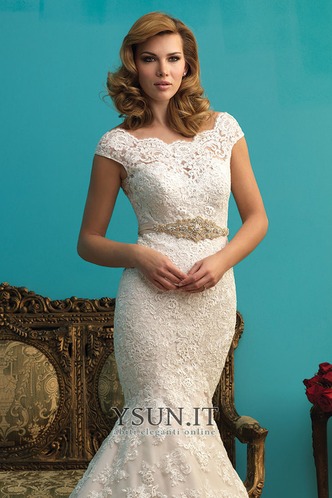 Abito da sposa Pizzo Applique All Aperto Lungo Primavera maniche ad aletta - Pagina 3